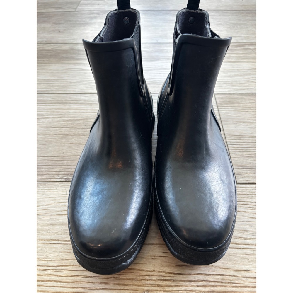 Bogs Amelia Slip On Black Waterproof Rain Boots Womens 7 Ankle Chelsea 79000-001